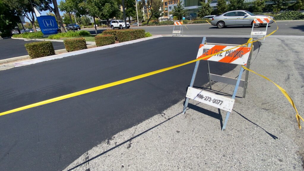 Asphalt Road Maintenance 1 Parking lot paving and striping in Mountain View, California. ADA-compliant parking lot services by We Love Paving in Mountain View.