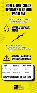 Why Small Asphalt Cracks Turn Into Big Problems (Fast) 1 Infografia Proyecto Logistica moderno naranja negro 3