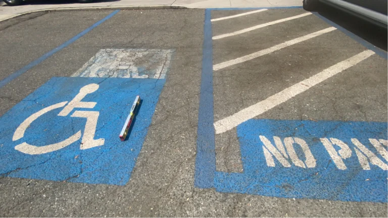 Damaged handicap parking space markings
