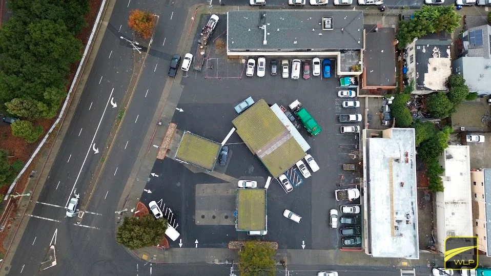 commercial truck parking 1 Aerial view of a busy parking lot. Project by We Love Paving in Northern California, CA.