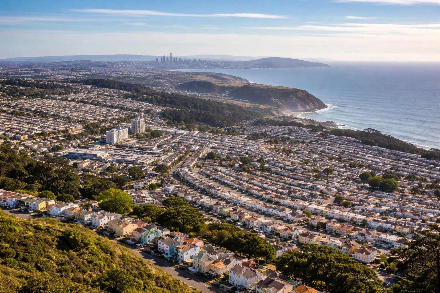 Testimonials 5 Coastal cityscape with urban development.