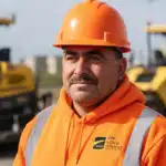 Construction worker in safety gear.