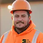 Construction worker in safety gear.