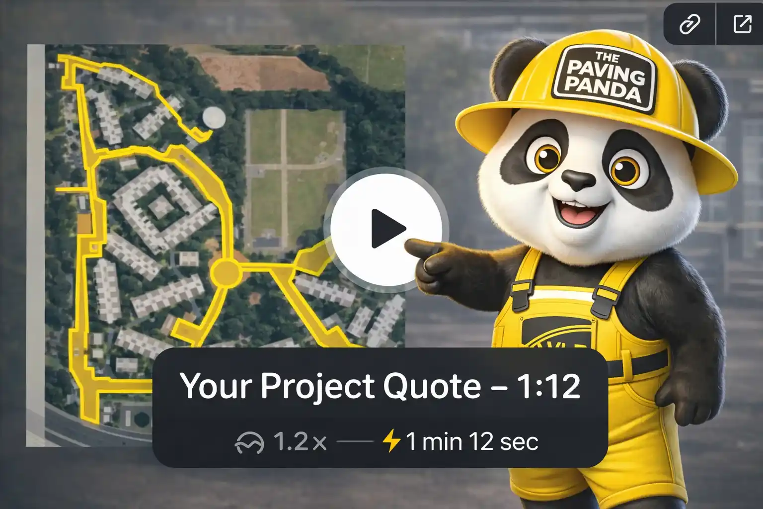 Panda mascot presenting project quote