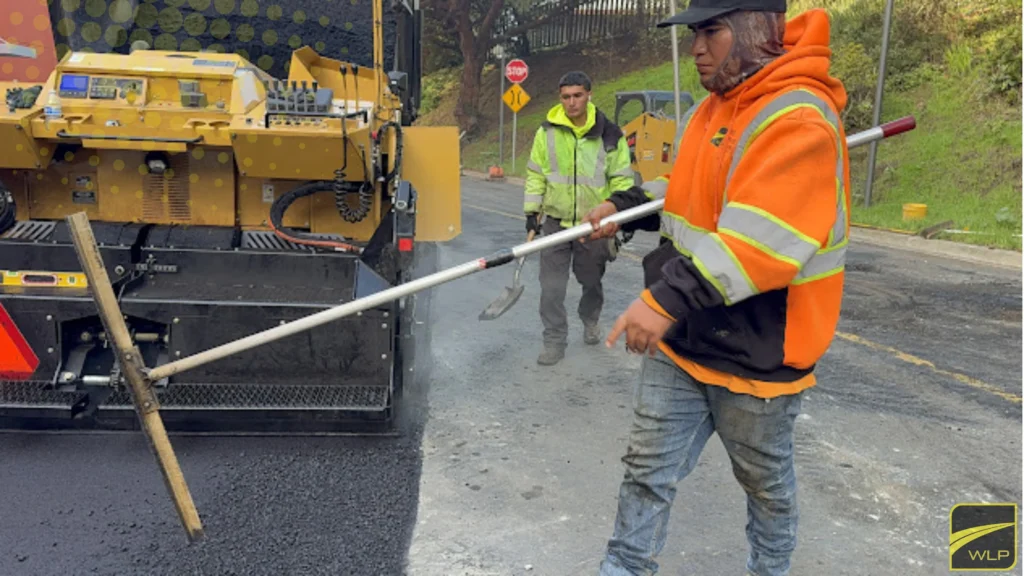 Church Parking Lot Service 1 worker-spreading-fresh-asphalt-sf