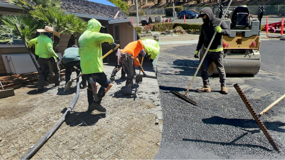What is Road Base? The Foundation of Durable Paving 1 Workers paving concrete and asphalt surfaces