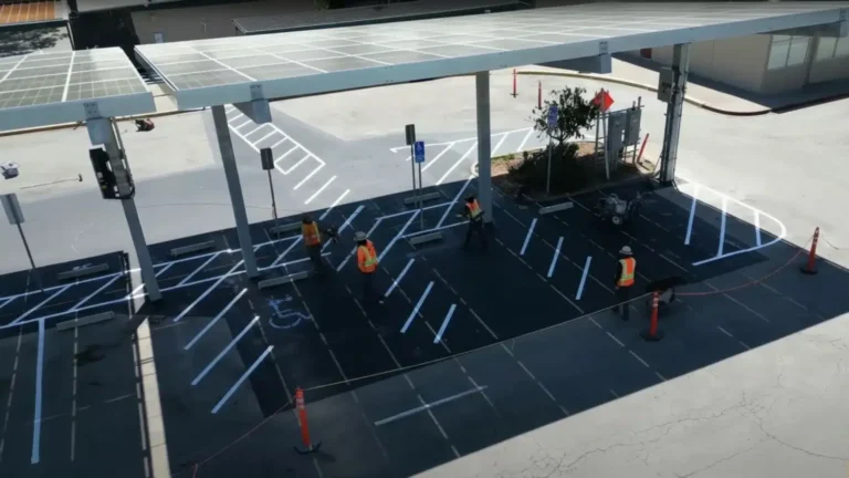 Church Parking Lot Service 5 Parking lot with fresh striping under a solar carport in California